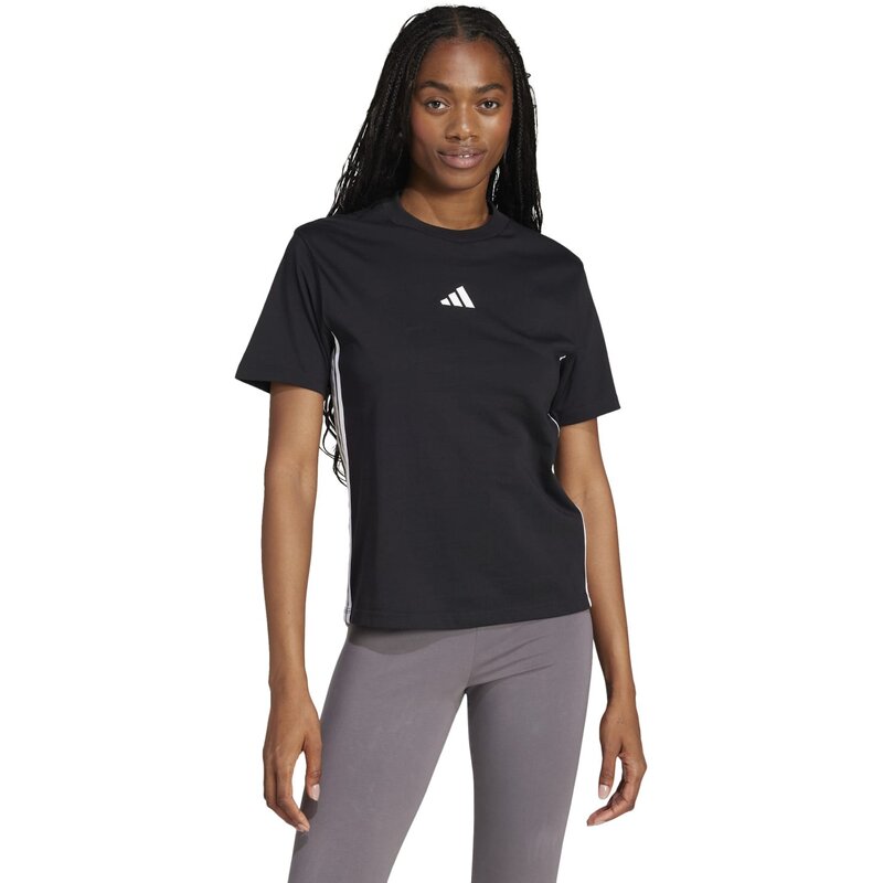 Рубашка базового размера с тремя полосками, хлопок Adidas, черный — фото 2
