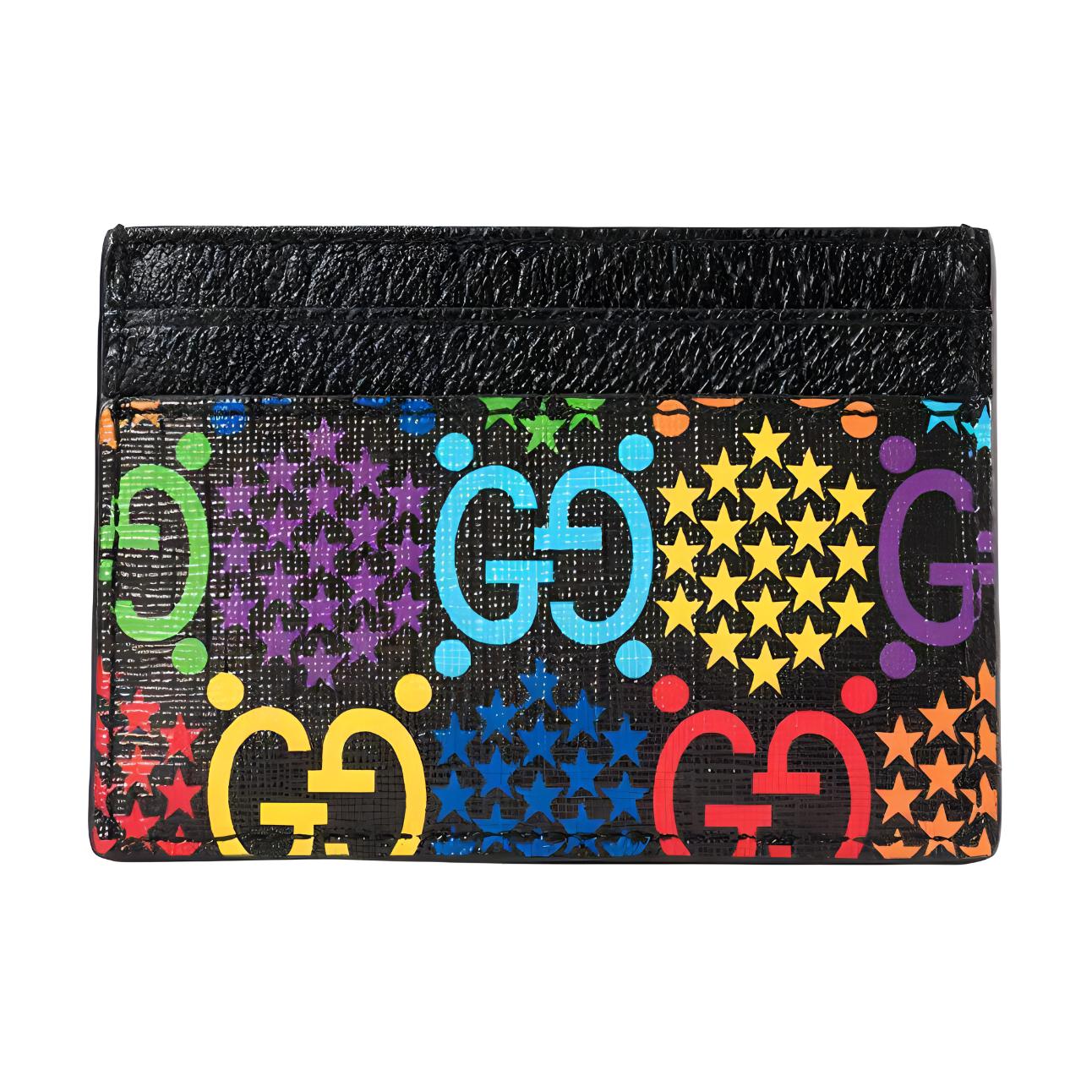 

GUCCI Кожаный держатель для карт унисекс черный разноцветный