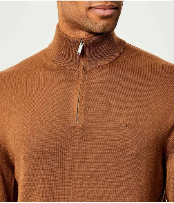 Шерстяная водолазка Regular fit Calvin Klein, коричневый — фото 4