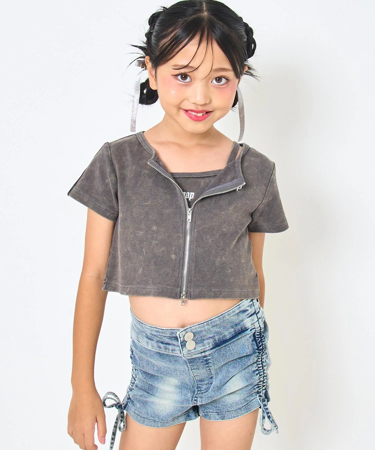 Детский топ с двойной молнией и камисолом ANAP kids черный — фото 2
