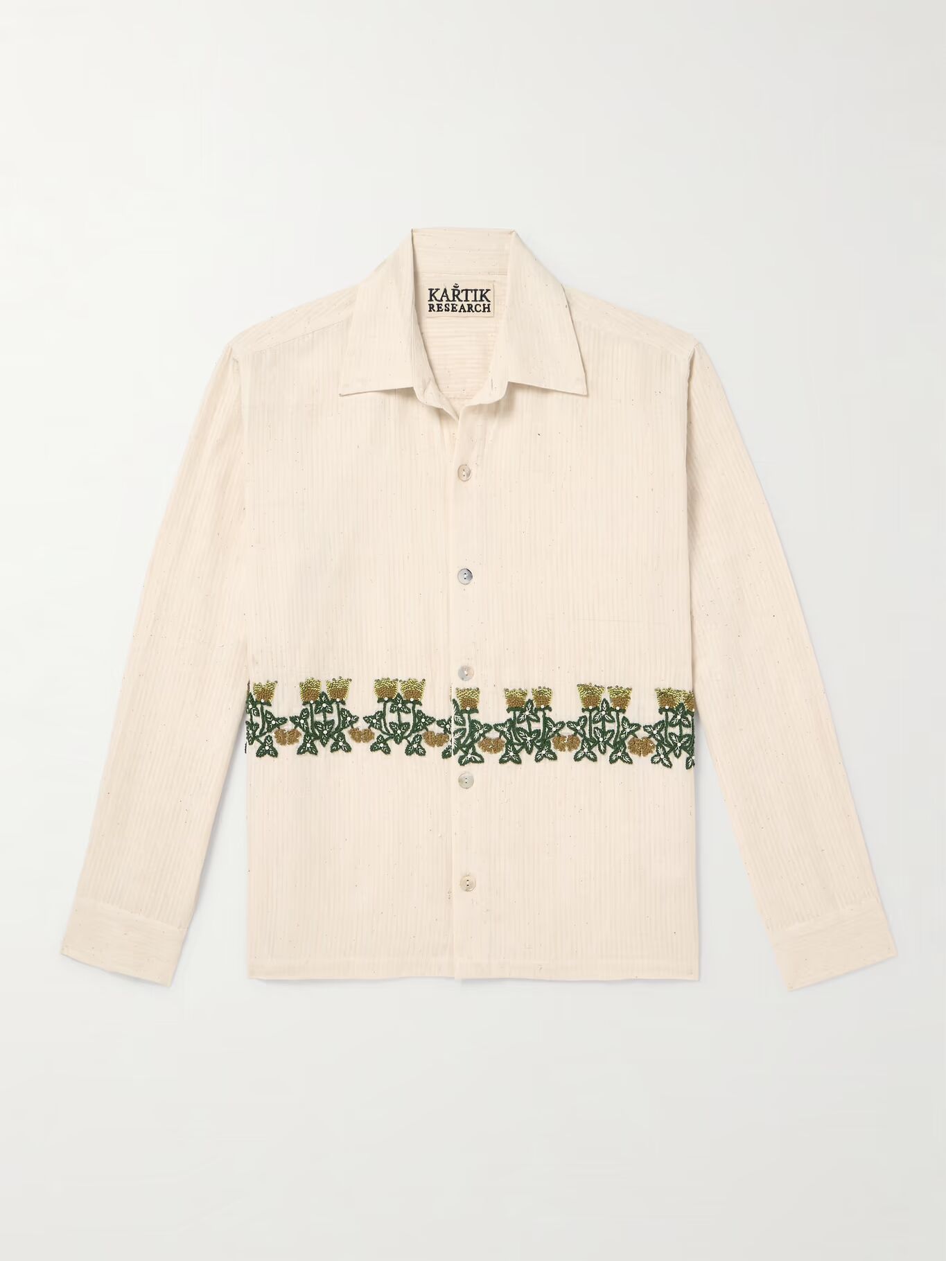 

Рубашка из хлопчатобумажной марли с вышитым воротником KARTIK RESEARCH, экрю