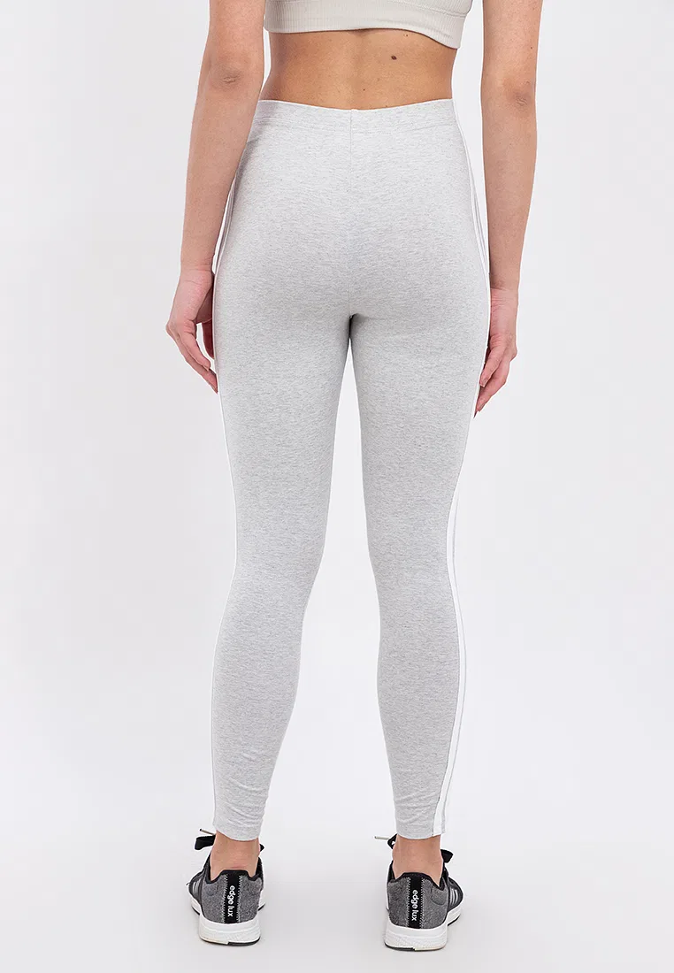 Леггинсы хлопковые, 3 полоски, Essentials Adidas, белый/светло-серый — фото 3