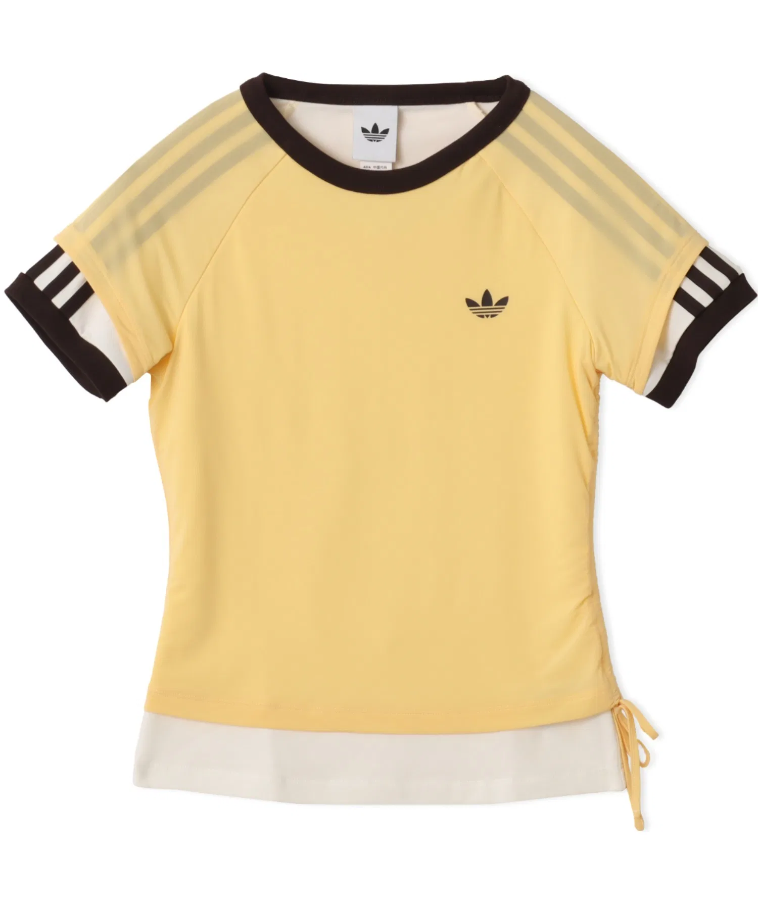 Женская футболка Adidas DOUBLE LAYERED CALI с круглым вырезом жёлтая