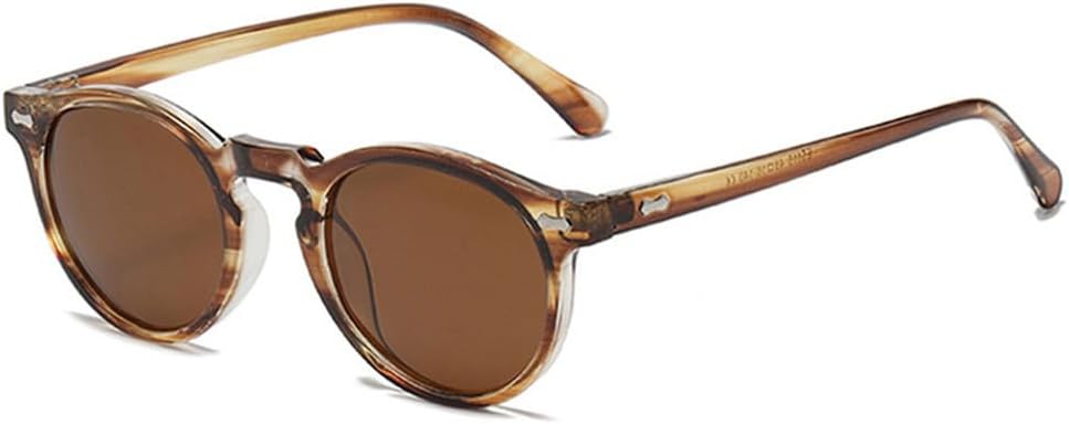 

Круглые солнцезащитные очки для женщин с декоративными заклепками, защита от УФ-излучения UV400, для мужчин в стиле панк, для занятий спортом на открытом воздухе, бега и езды на велосипеде UYPTK, Tea Stripe Tea