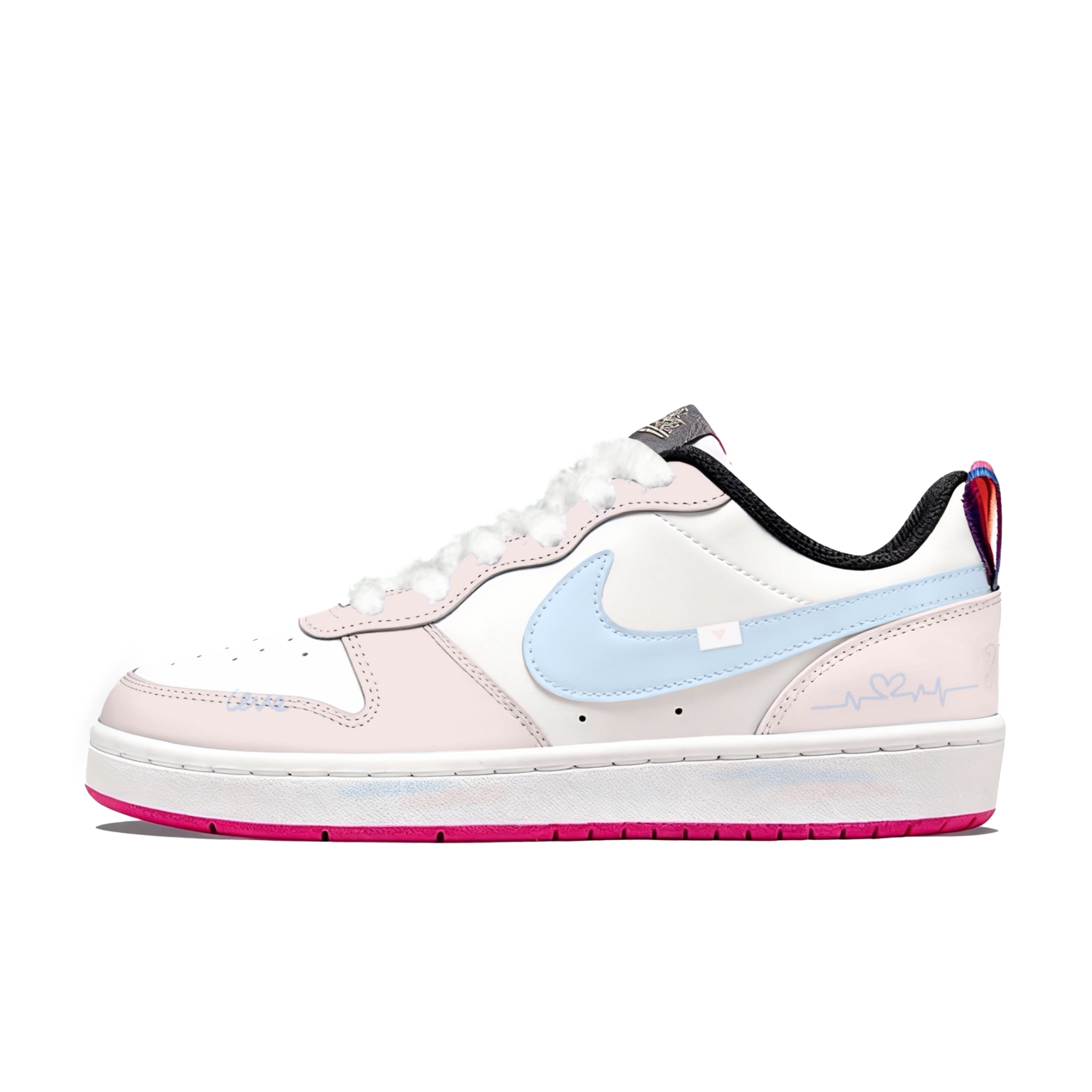 

Nike Court Borough Synthetic Leather Abrasion Resistant Slip Resistant Low top Skateboard Shoes Pink Blue Teenagers