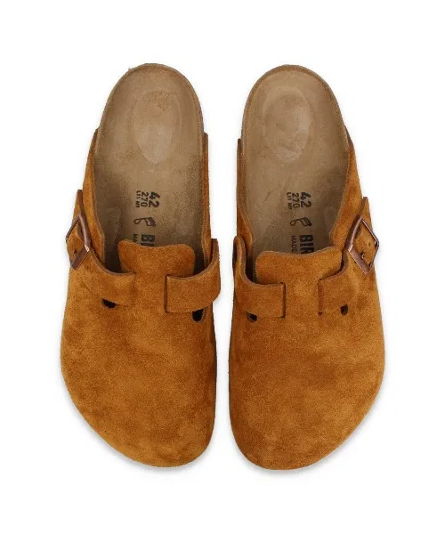Унисекс сандалии из замши Birkenstock Boston коричневые — фото 2
