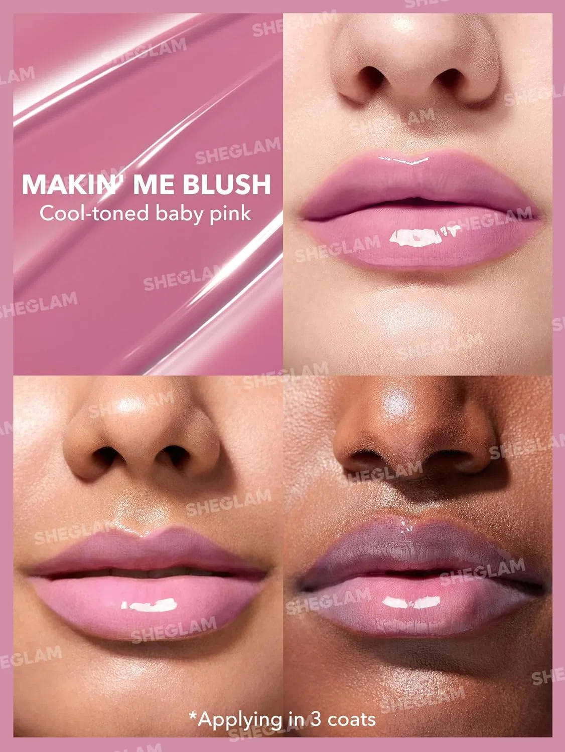Блеск для губ SHEGLAM Plump Lip Plumper с кокосовым маслом, оттенок Makin' Me Blush, 50 г — фото 3