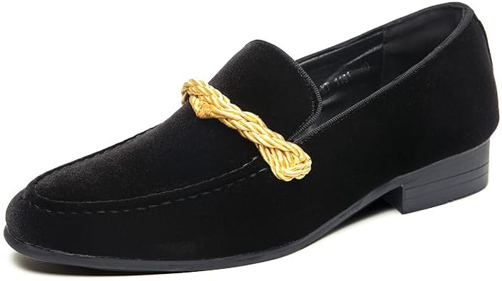 

Мужские бархатные лоферы Santimon Mens Moc Toe с отделкой косичкой, классические слипоны для свадеб, официальных мероприятий, выпускных и торжеств, черный