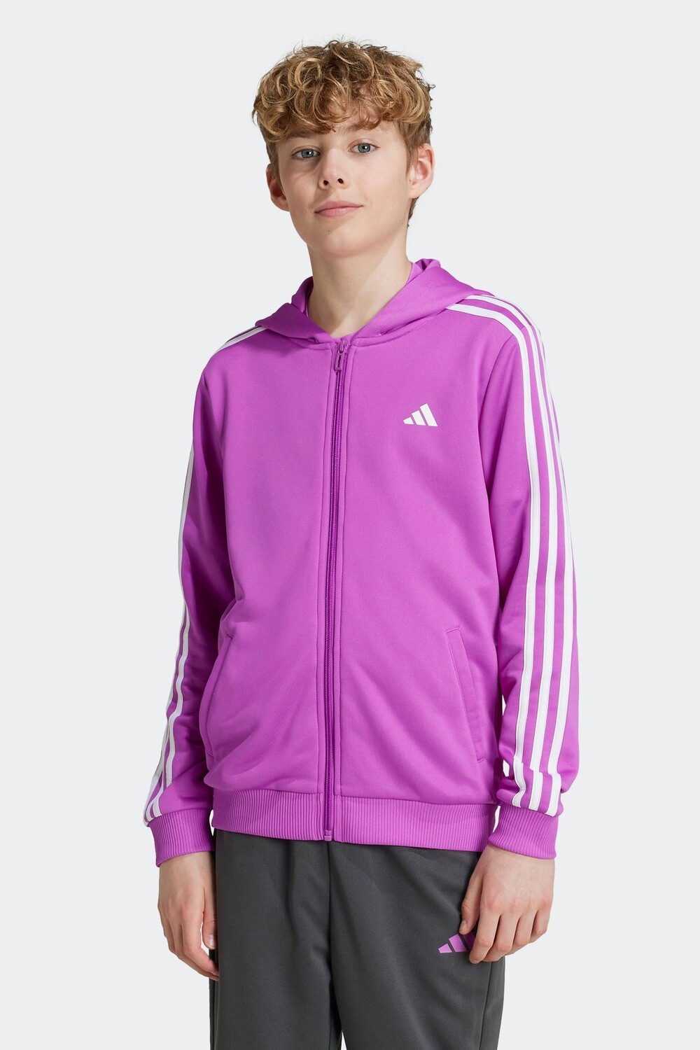 

Толстовка с капюшоном Train Essentials Aeroready с тремя полосками и молнией по всей длине Adidas, фиолетовый