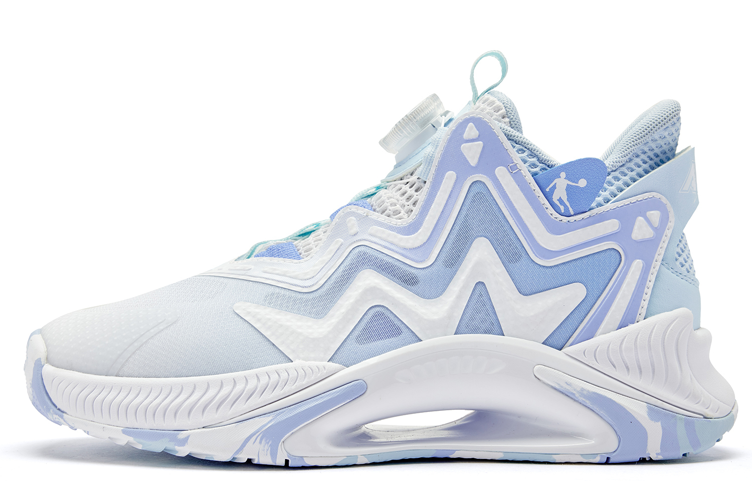 

QIAODAN Амортизирующие, износостойкие баскетбольные кроссовки Mid Top для детей Blue White подростки