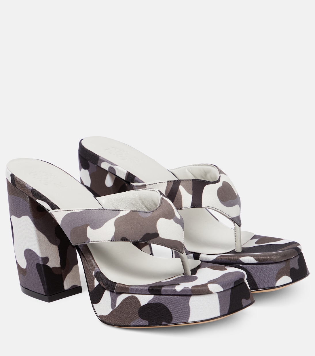 Сандалии-шлепки Gia 17 Uni с камуфляжным принтом на платформе Gia Borghini, Black&White Camo