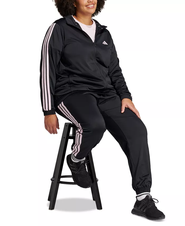 

Куртка спортивная Essentials Tricot Three Stripes больших размеров adidas, черный