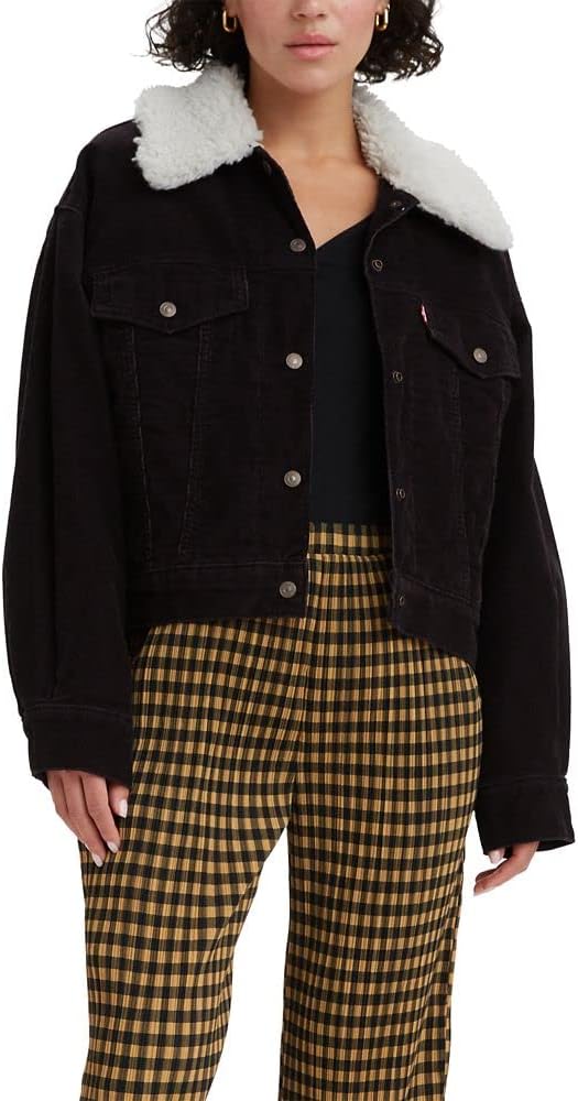 

Levi's Женская оверсайз косуха из шерпы с логотипом бренда, Black Agate