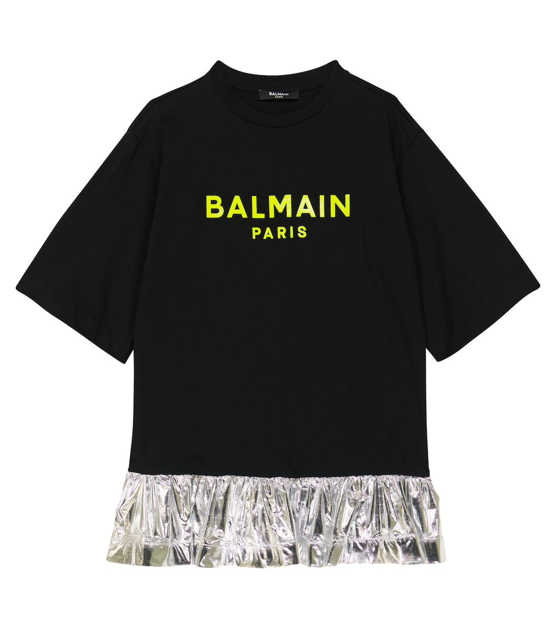

Платье-футболка из хлопка с логотипом Balmain Kids, Nero
