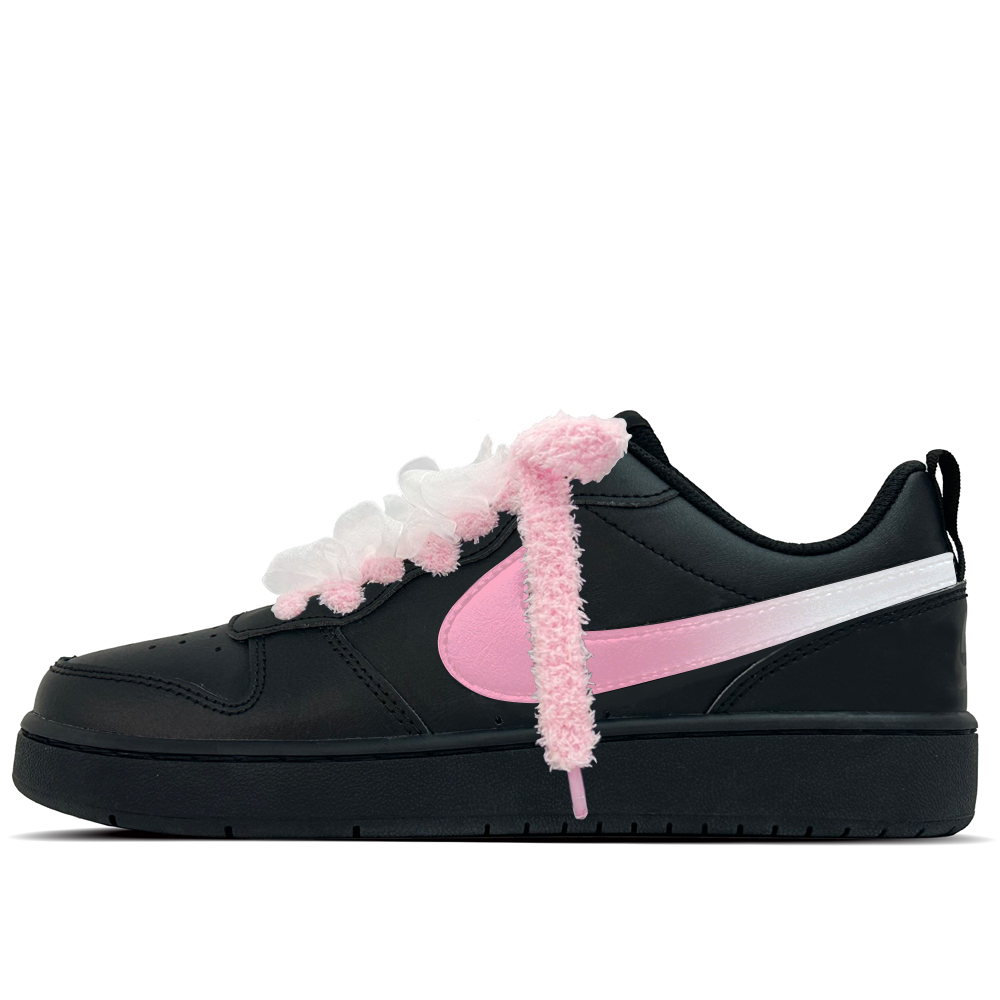 

Nike Court Borough Кожаные нескользящие износостойкие низкие детские скейтбординг кроссовки Black для подростков