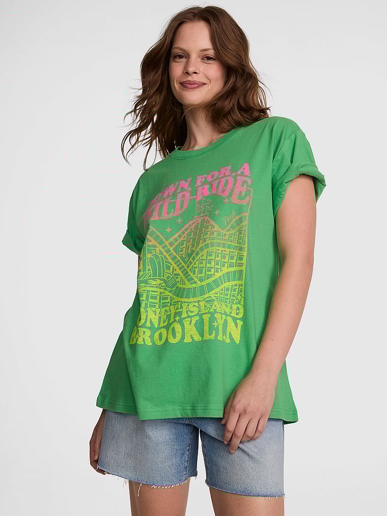 

Хлопковая футболка кампуса Pink, wild green brooklyn