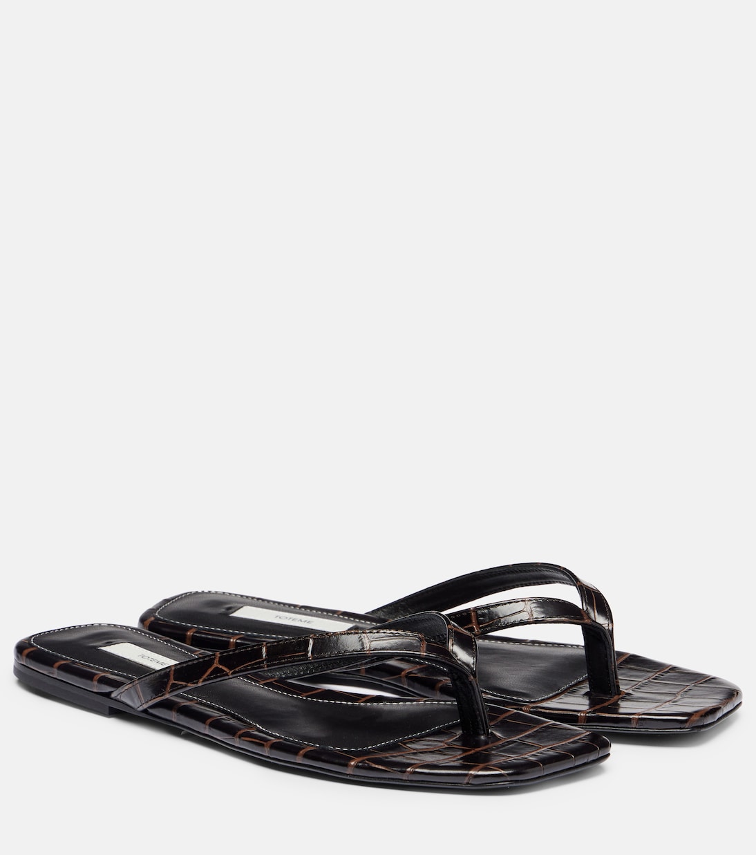 Крокодиловые сандалии-шлепанцы Toteme, Dark Brown 034