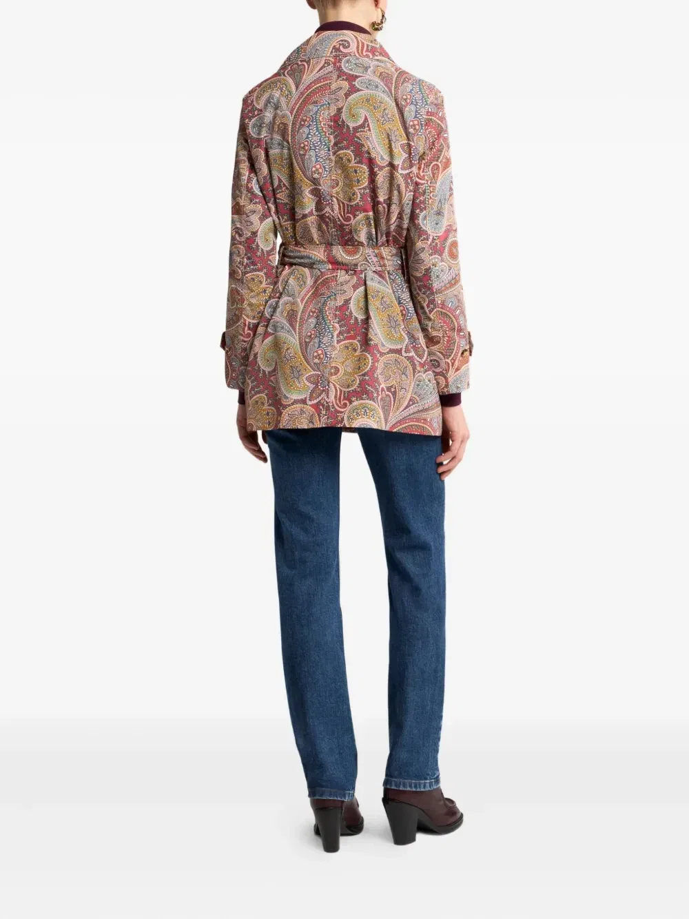 Двубортный тренч с узором пейсли ETRO, красный — фото 3
