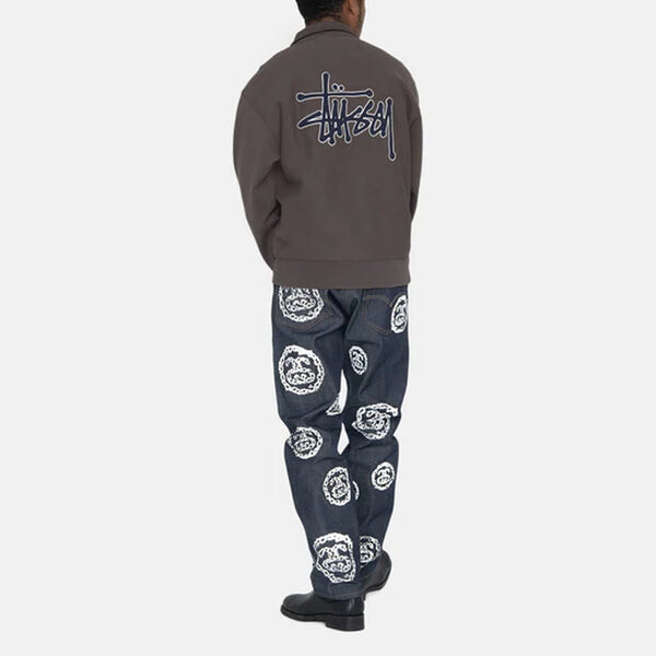 Толстовка x denim tears half zip fleece 'charcoal' Stussy, серый — фото 4