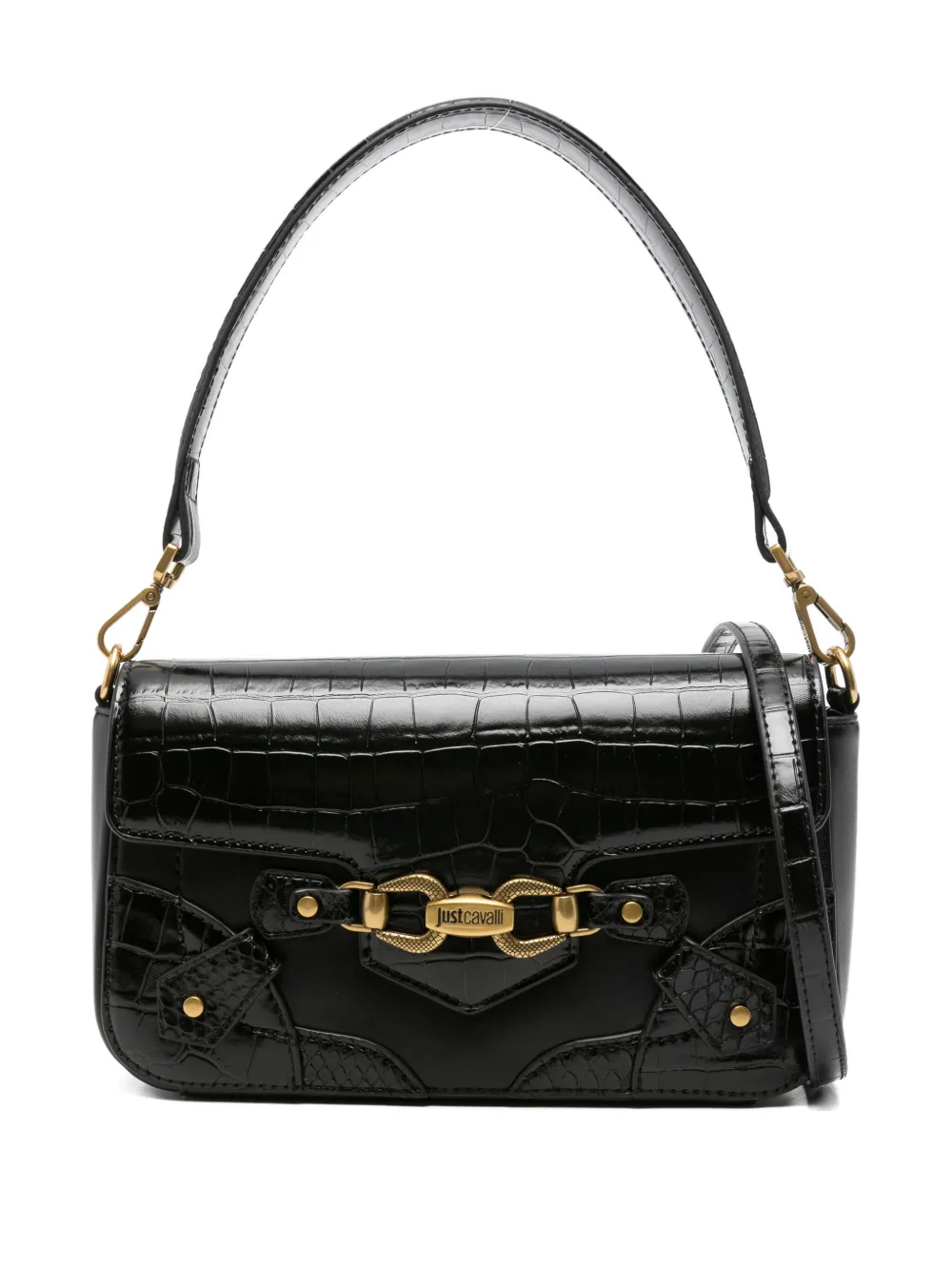 

Сумка-тоут с тиснением под кожу крокодила Just Cavalli, черный