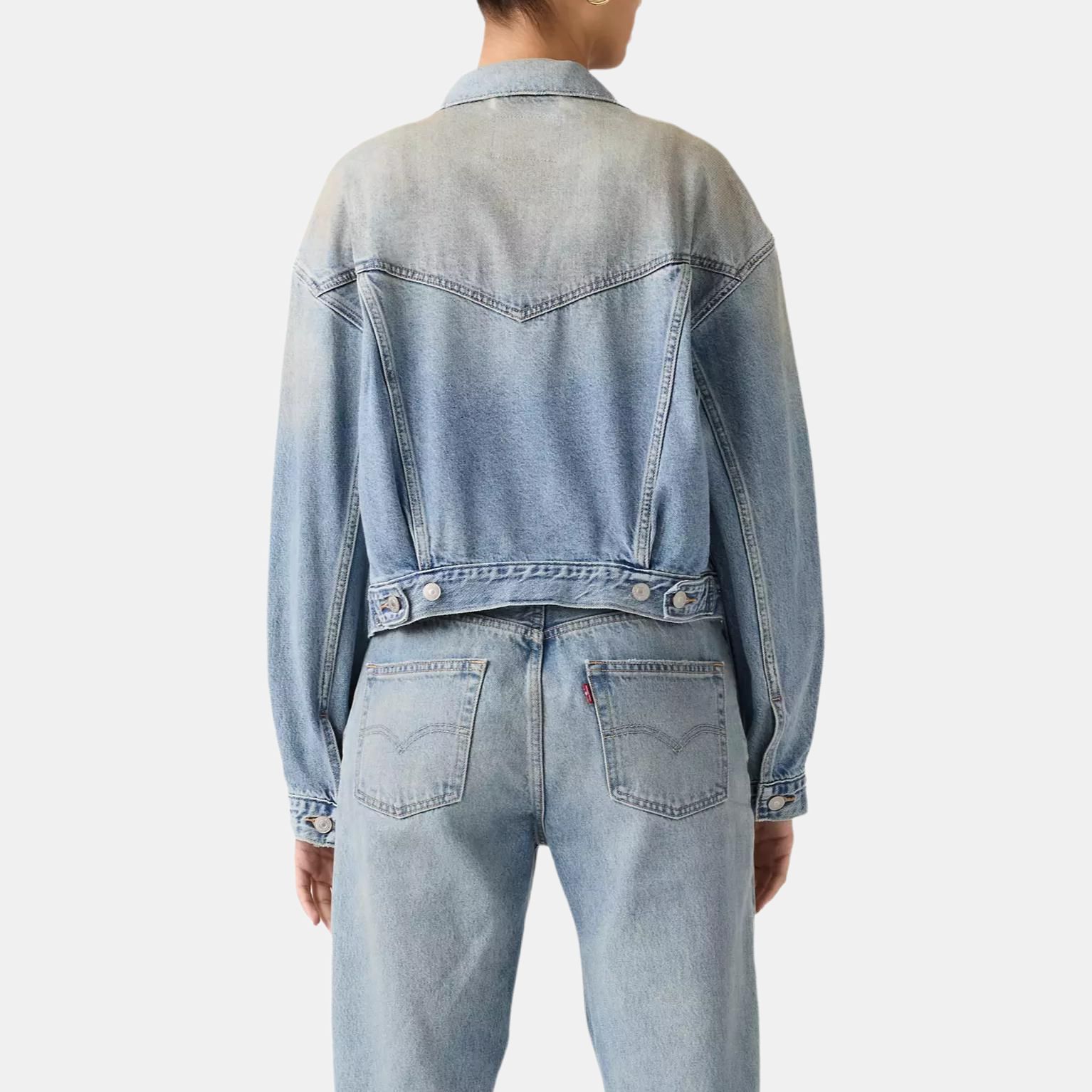 Кропированная косуха в стиле 90-х на пуговицах Levis, trail синий — фото 3