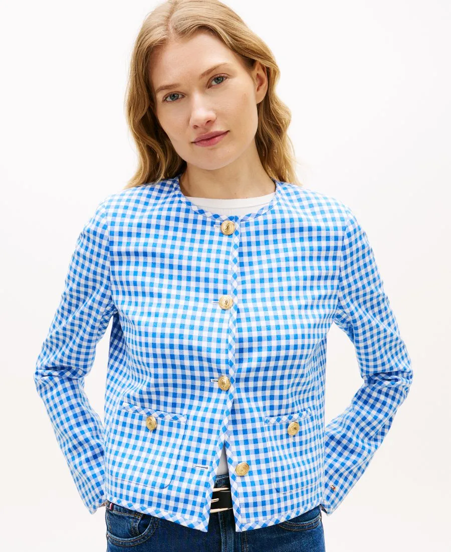 Женская куртка в клетку с круглым вырезом Tommy Hilfiger, синий