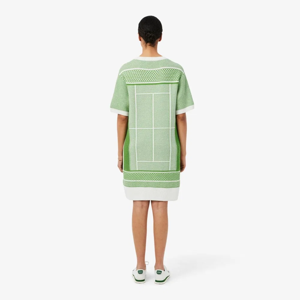 Платье Lacoste с графическим узором, зеленое — фото 3