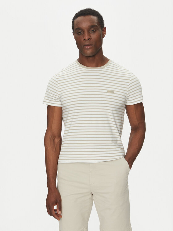 

Футболка обычного кроя Stretch Slim Stripe T-Shirt K10K114177 Calvin Klein, белый