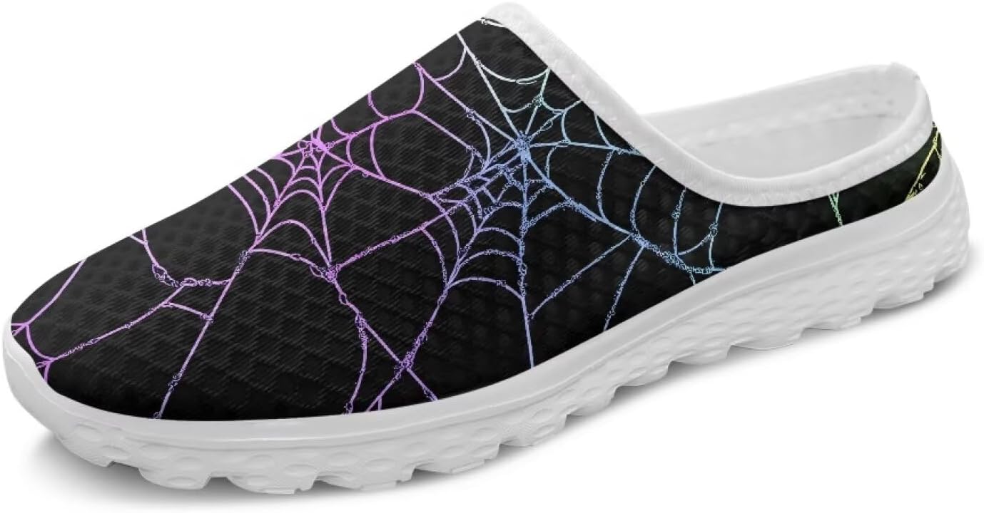 Мужские модные шлепанцы мюли без задника с легкой сеткой, комфортные, поддерживающие, дышащие, с противоскользящей подошвой, идеальны для повседневной носки Ocwfudsx, Spider Webs — фото 4