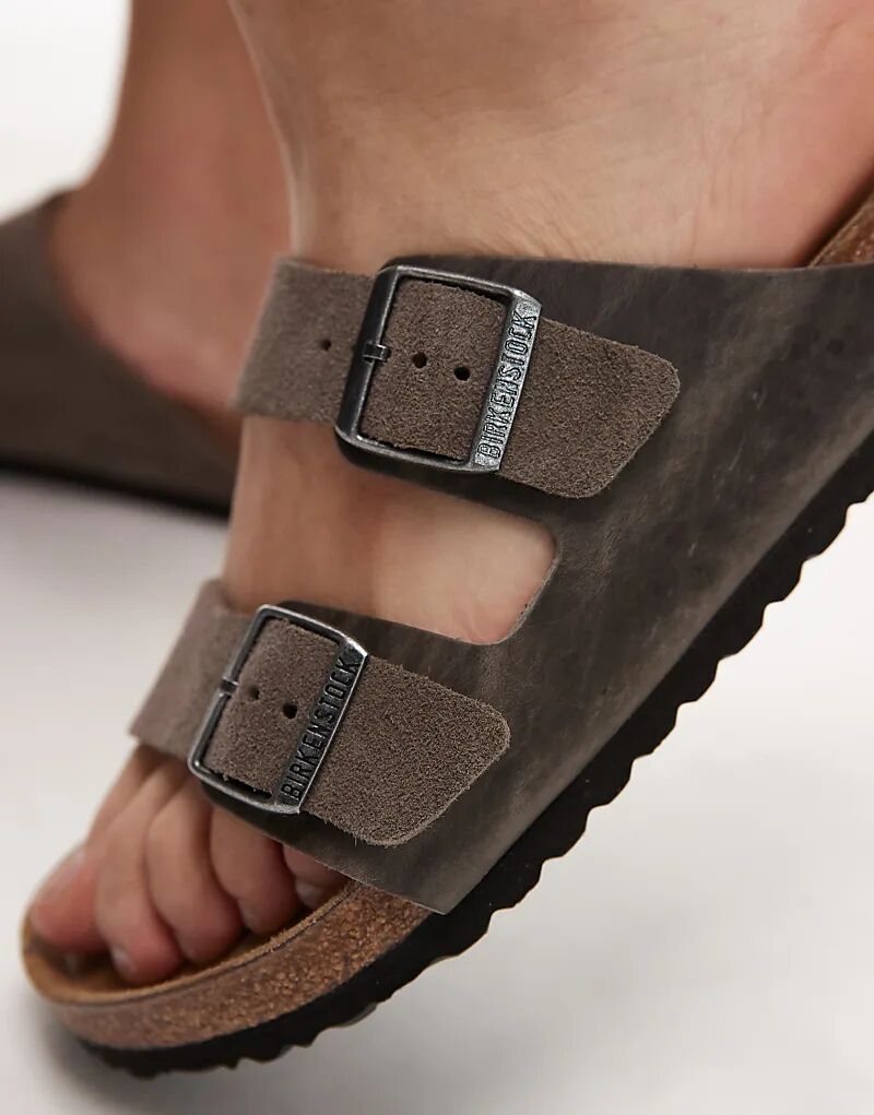Сандалии Birkenstock Arizona из промасленной кожи бетонно-серого цвета — фото 2