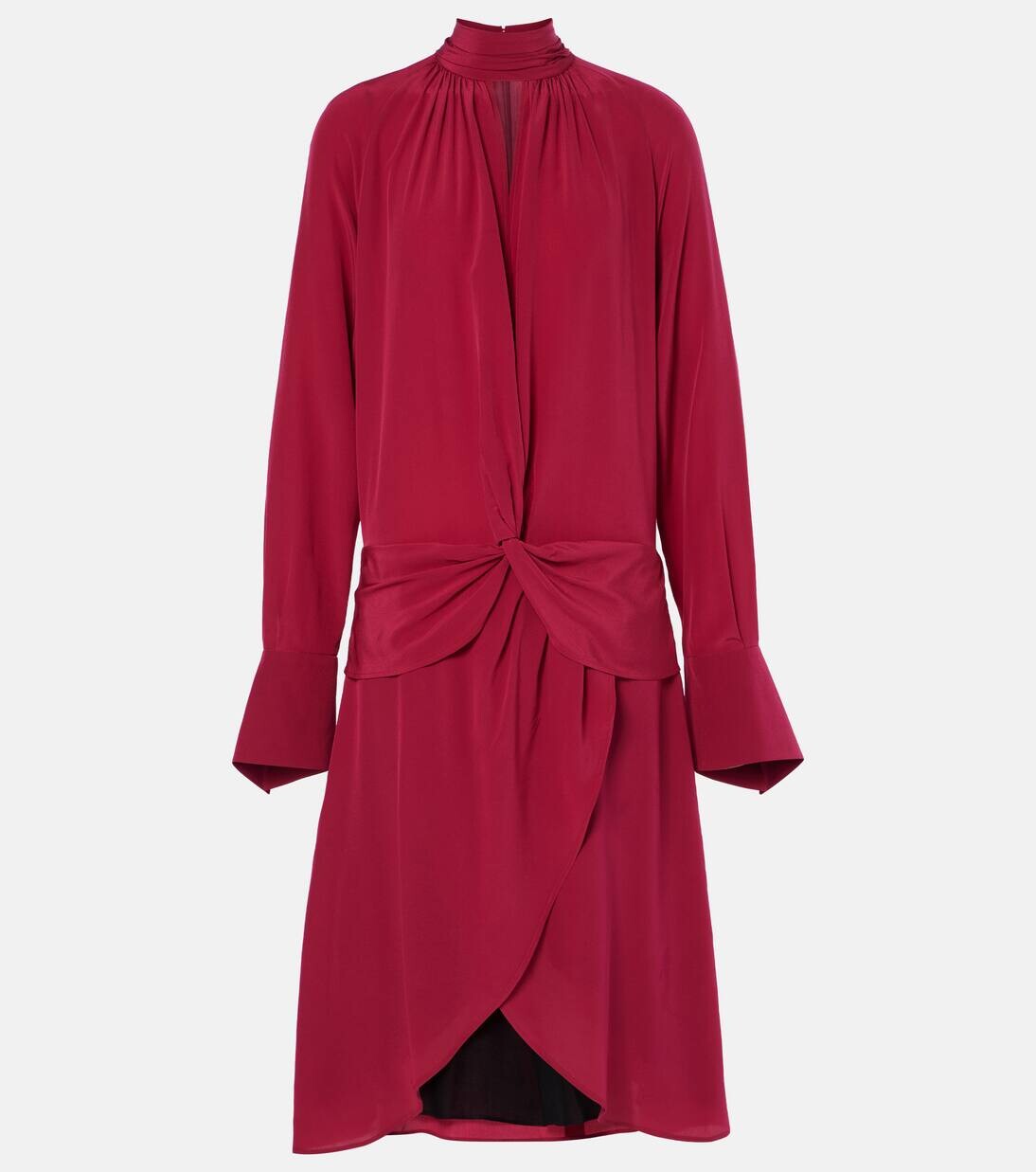 

Платье миди из шелкового крепа со сборками Nina Ricci, цвет burnt fuxia