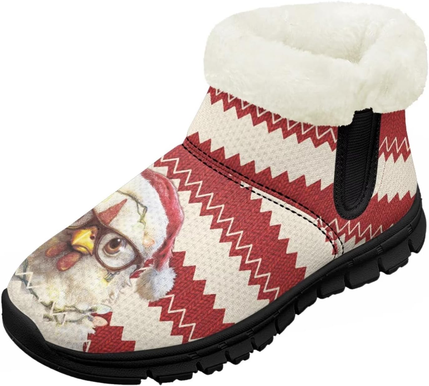 

Детские зимние ботинки для девочек с меховой подкладкой, с короткой подошвой, противоскользящие, легкие уличные теплые ботинки для малышей Pointodoor, Xmas Chicken