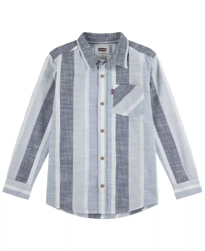 

Тканая рубашка для больших мальчиков, окрашенная в пряже Levi'S, розовый