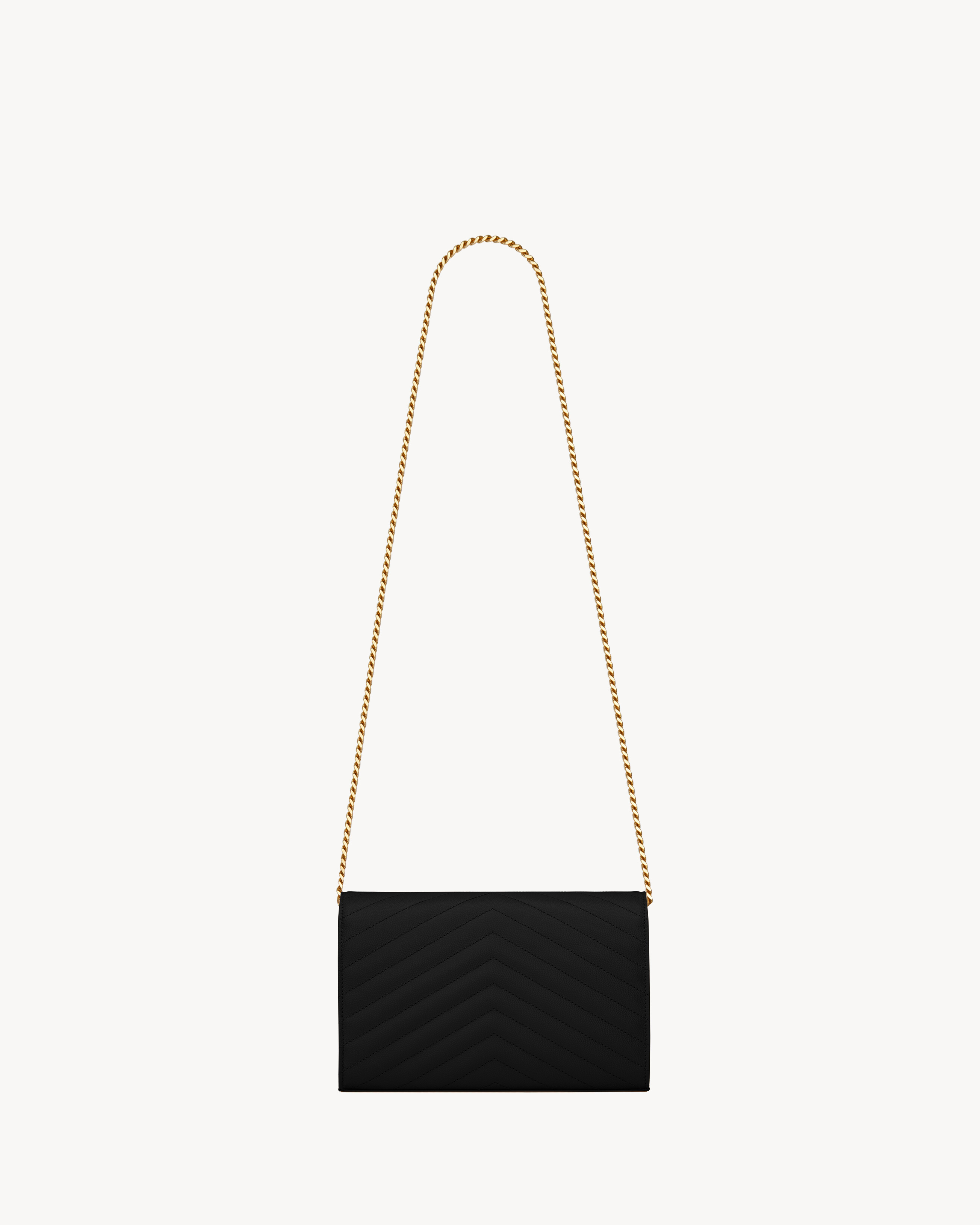 Классический кошелек на цепочке Cassandre из кожи Grain de Poudre Saint Laurent, черный — фото 3
