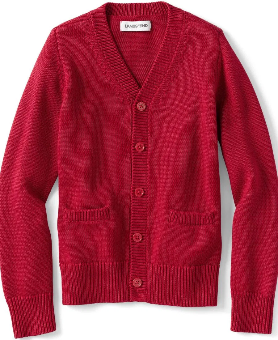 Кардиган Girls Legacy Varsity Lands' End, гранатовый — фото 3