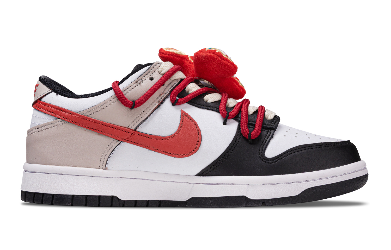 Nike Детские низкие скейтбордистские кроссовки Dunk Apple Stirrups из кожи с противоскользящей амортизацией, белые, красные, коричневые, для подростков — фото 3