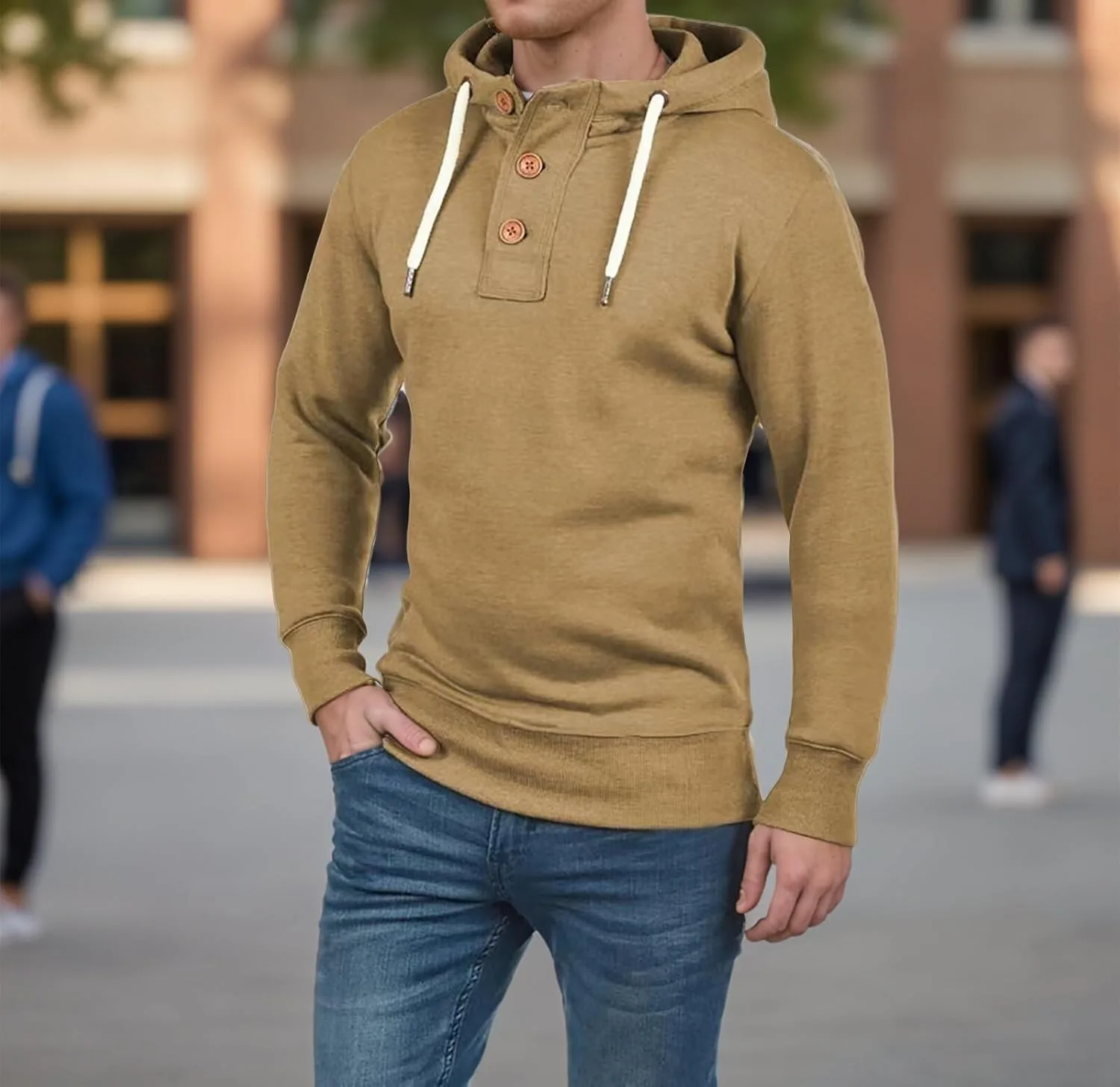 Мужская флисовая толстовка с капюшоном Slim Fit — фото 2