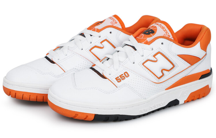 Кроссовки New Balance NB 550 Vintage Basketball Unisex, белый/оранжевый — фото 3