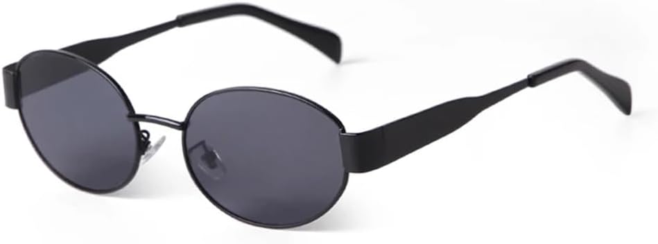 

Солнцезащитные очки 2027 года в металлической овальной оправе для женщин и мужчин, круглые очки для вождения, прозрачные линзы, защита от УФ-излучения UV400 MTZJH, C1 Black Gray