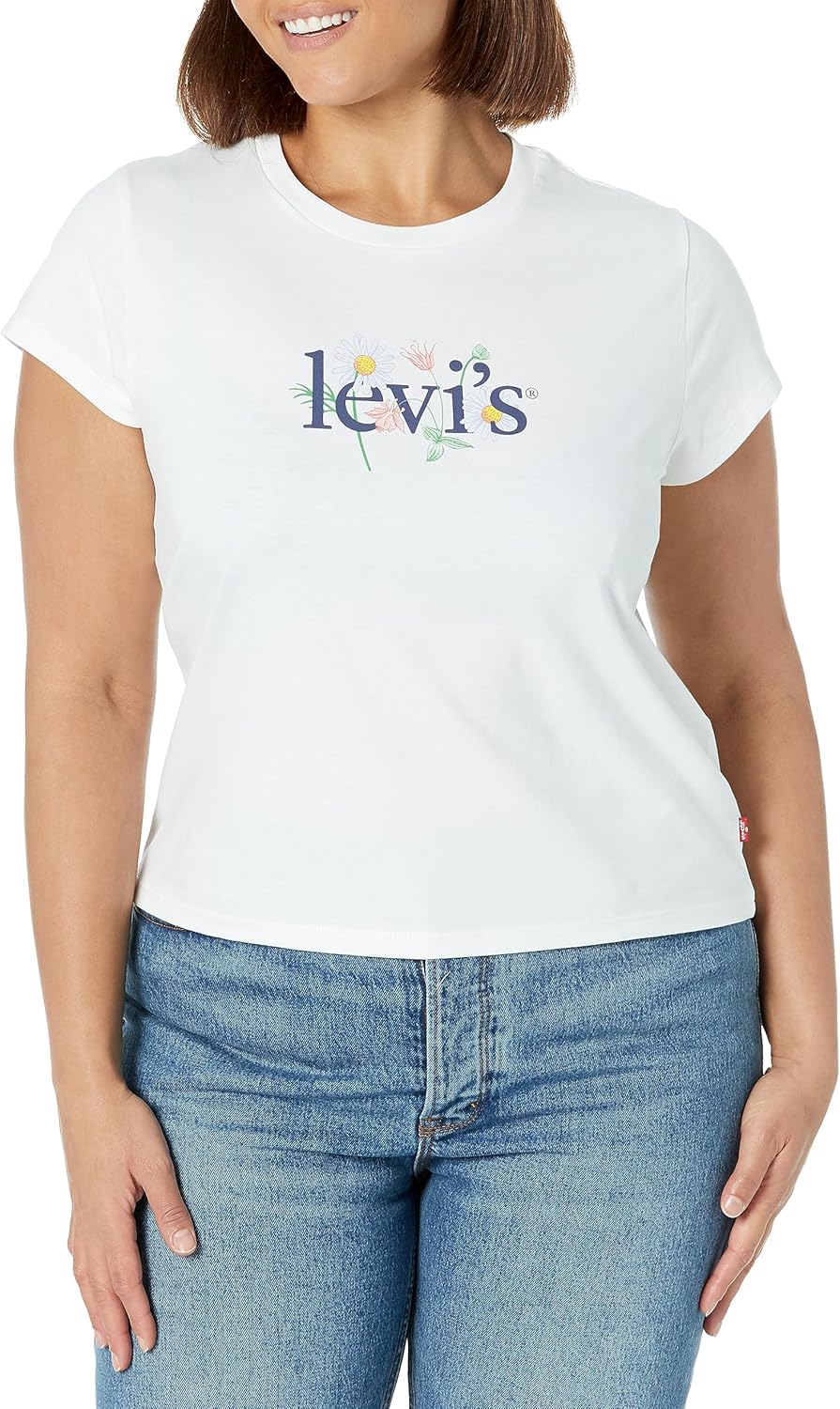 

Женская мини-футболка Levi's Graphic Ringer, Flower Scene Baby Serif Logo Bright White, Белый, Женская мини-футболка Levi's Graphic Ringer, Flower Scene Baby Serif Logo Bright White