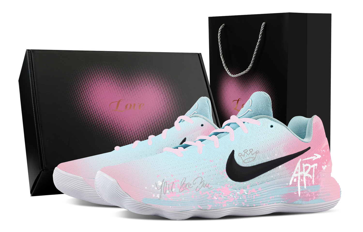 

Hyperdunk 2017 Sweet Heart Box с амортизацией, поддержкой и покрытием, низкие баскетбольные кроссовки для мужчин Nike, розовый