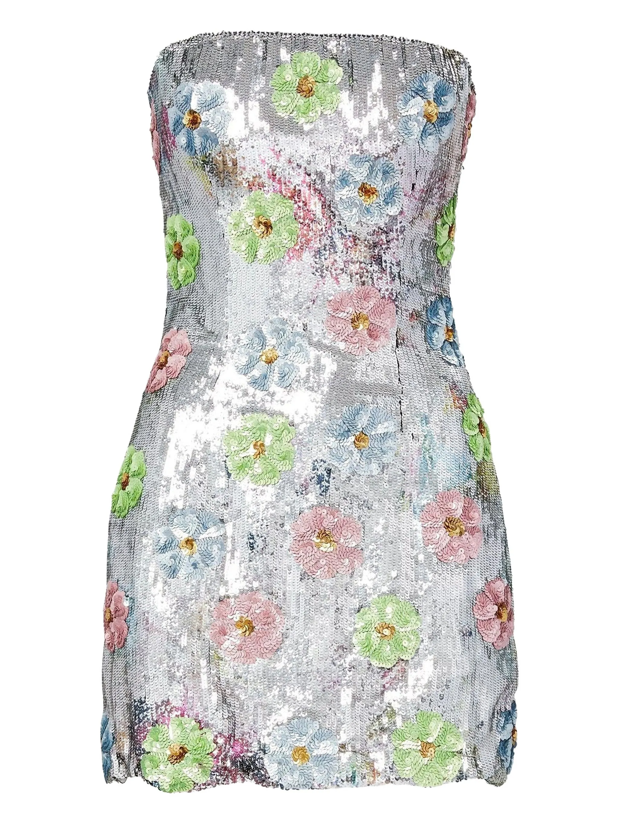 

Мини-платье Esme с блестками Brandon Maxwell, серебристый