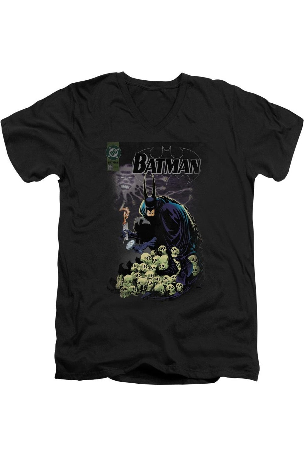 

Футболка Batman Cover #516 с коротким рукавом и V-образным вырезом для взрослых Gildan, черный