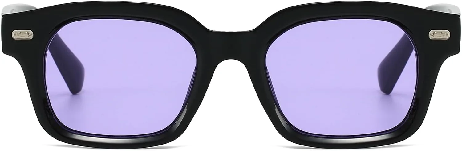 

Солнцезащитные очки JOVAKIT в квадратной оправе для женщин и мужчин. Модные солнцезащитные очки в толстой прямоугольной оправе с защитой UV400, Black/Purple