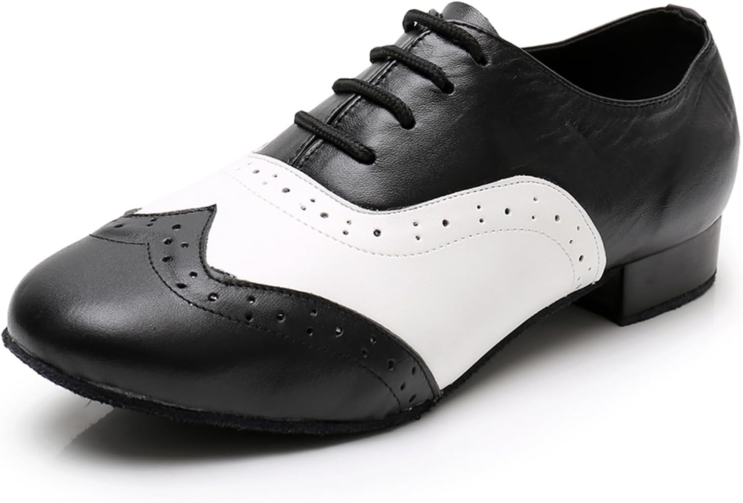 

Мужские кожаные танцевальные туфли с круглым носком для латиноамериканских танцев: румба, вальс, танго, бальные танцы Zhcrcfirm, белый/черный