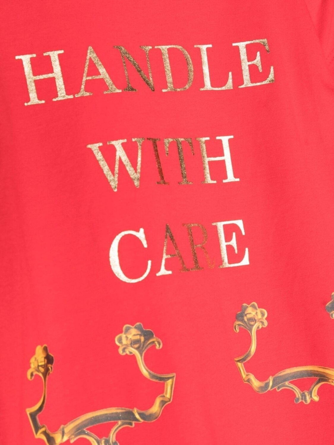 Moschino Kids футболка с принтом Handle With Care, красный — фото 3