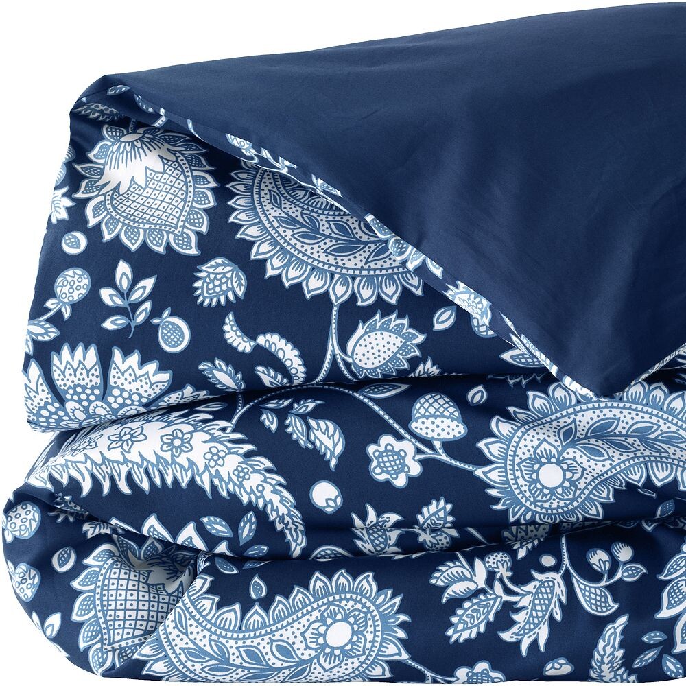 

Пододеяльник Lands' End Supima из хлопкового сатина с принтом, цвет Navy Paisley Pattern