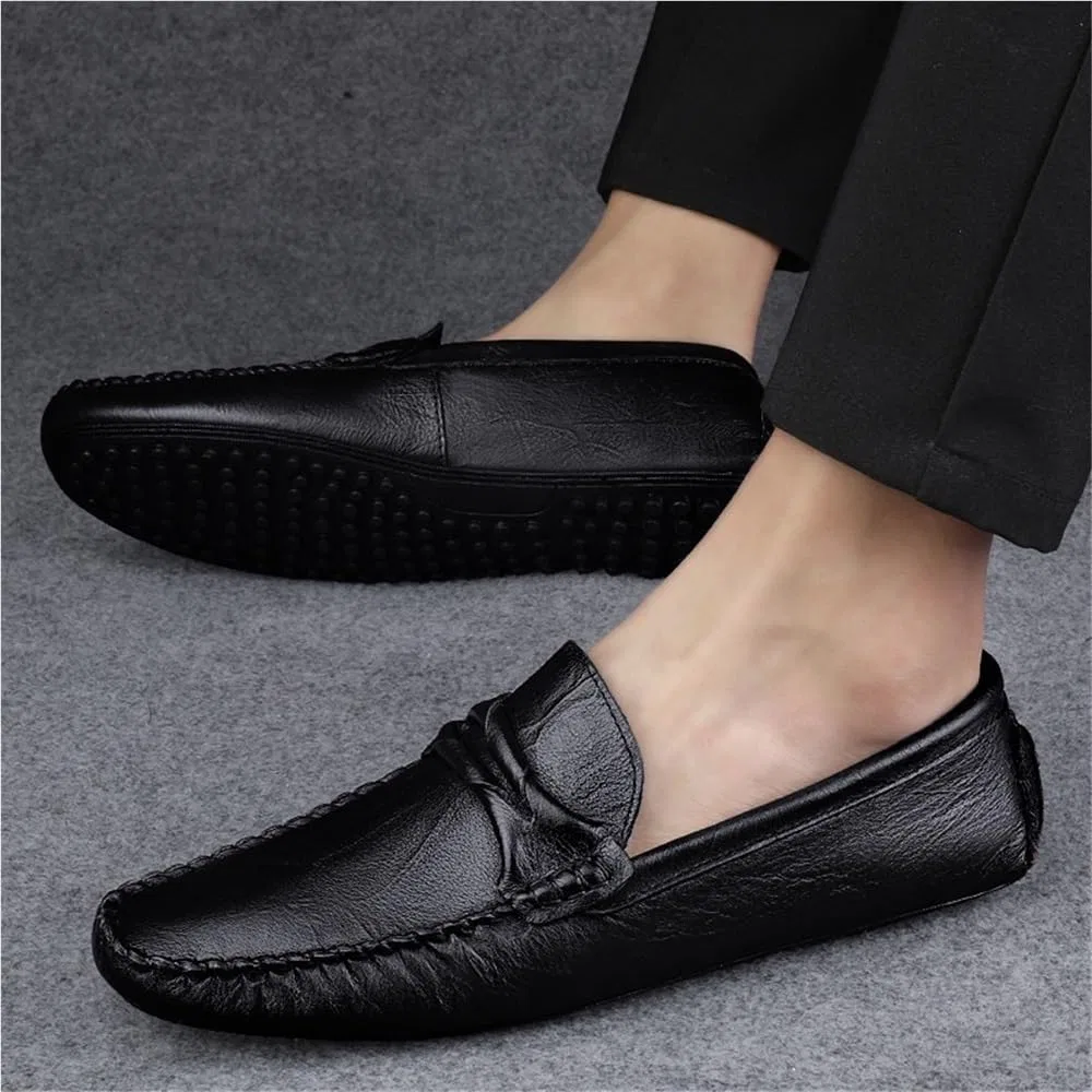 Лоферы кожаные мужские Luxury Men’s Leather Loafers, черный DHFIRUFSHLO — фото 3