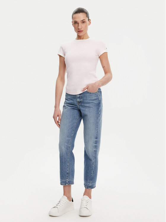 Облегающая футболка WW0WW44581 Tommy Hilfiger, розовый — фото 2