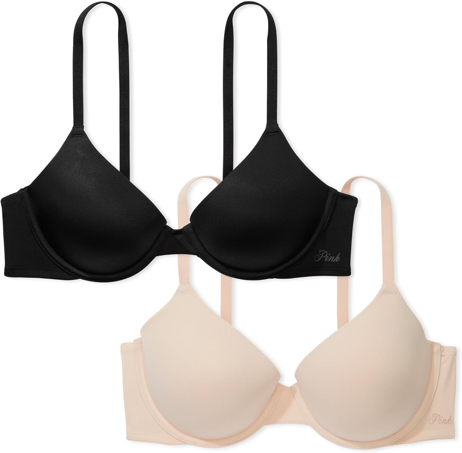 

Victoria's Secret Женский бюстгальтер Pink Wear Everywhere Lightly Lined T-Shirt, Бюстгальтеры для женщин (32A-40DDD), Black/Beige